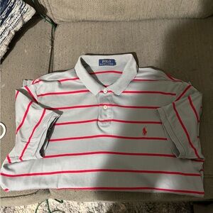 Polo by Ralph Lauren Polo Shirt in Gray with Red Stripes